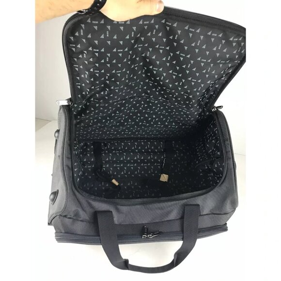 KKDK Unisex Adult Black Gray Double Handles Pockets Trolley Duffle‎ Luggage Bag - Picture 9 of 11